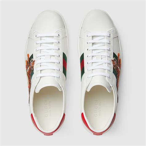 gucci ace leather sneaker men|Gucci ace tiger sneakers.